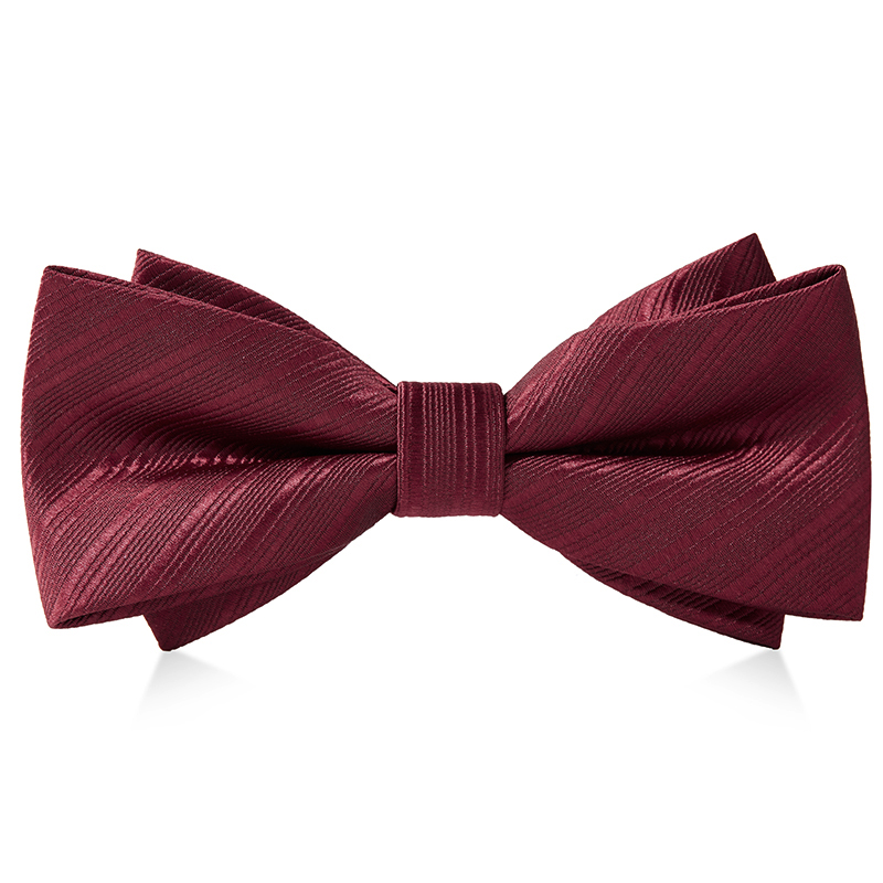우아한 버건디 스트라이프 보타이