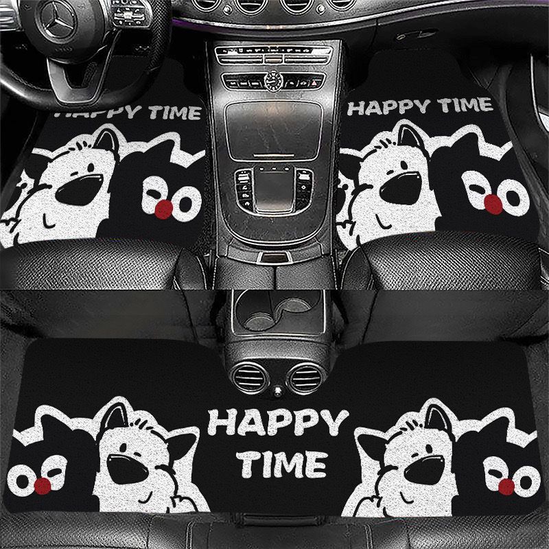 Cartoon Car Floor Mats, Cute and Dirt-Resistant, Cuttable and Stain-Resistant Wire Loop Car Mats