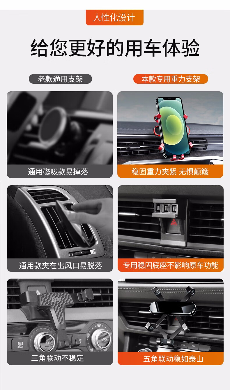 Carefully Selected Car Phone Holder, Universal Mini Car Phone Holder, Fixed Air Vent Clip-On Type, Car Gravity Mount