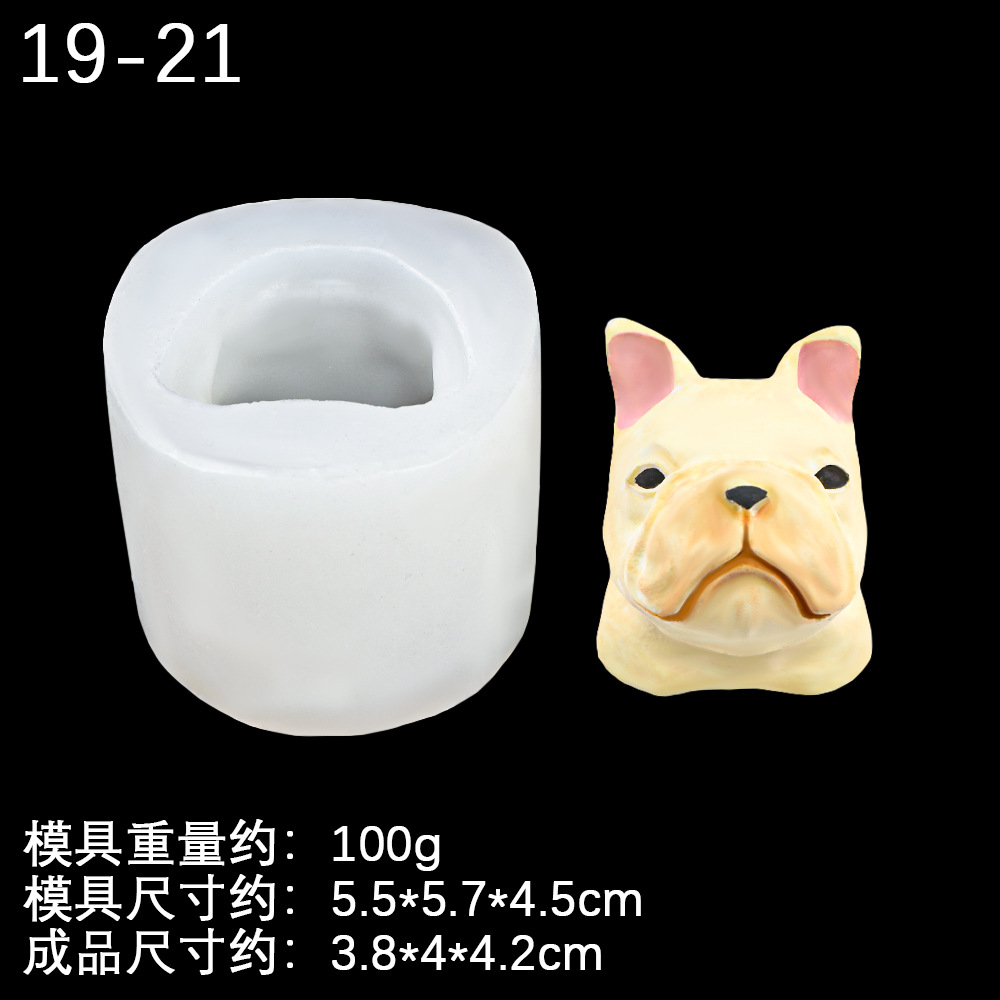 Molde de silicona de dibujos animados de perro ratón mascota Bulldog Bunny Decoración de coche Molde de vela de aromaterapia Molde de chocolate