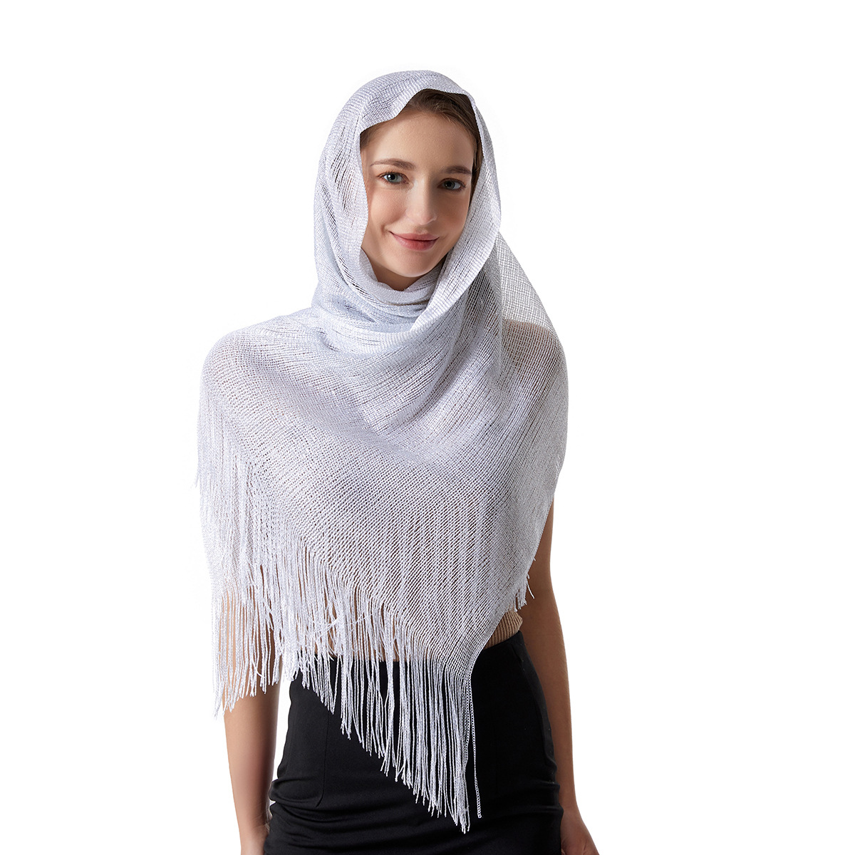 Femmes Mode Couleur Unie Polyester Gland Châles display picture 35