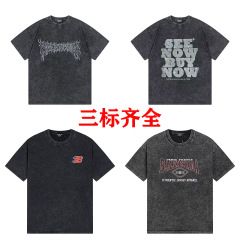 クロスボーダー高バージョンパリのトレンディなBブランド天井売れ筋新作春夏万能ラウンドネック半袖Tシャツ男性用