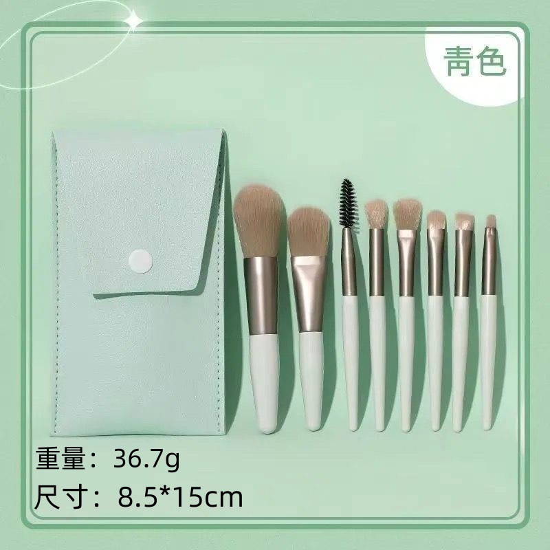 Conjunto de cepillo de maquillaje de explosión transfronteriza, 8 piezas de cepillo de detalle de sombra de ojos Morandi para principiantes. Conjunto de cepillo de brillo alto
