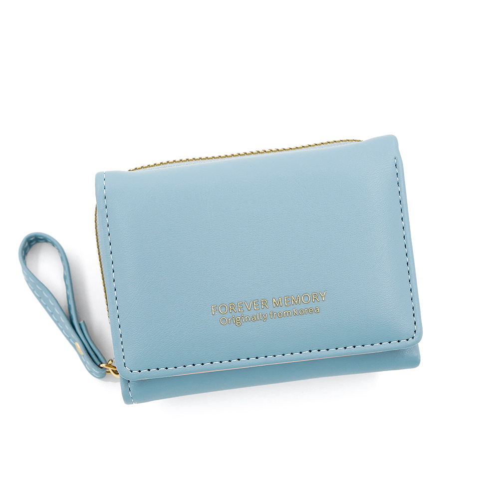 Nueva cartera corta de las mujeres simple color sólido PU tríptico bolso monedero multi-Tarjeta titular de la cartera billetera al por mayor