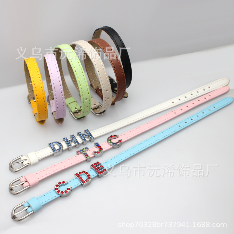 8 MM Kunstleder Armband PU Leder Armband DIY personalisiertes Handgelenkband Armband tragbarer Buchstabe Öltropfen Schmuck Zubehör