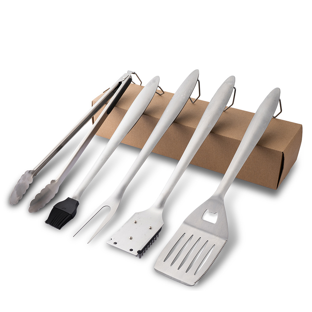 Venta directa de fábrica Amazon barbacoa al aire libre barbacoa combinación herramientas mango plástico Acero inoxidable parrilla traje