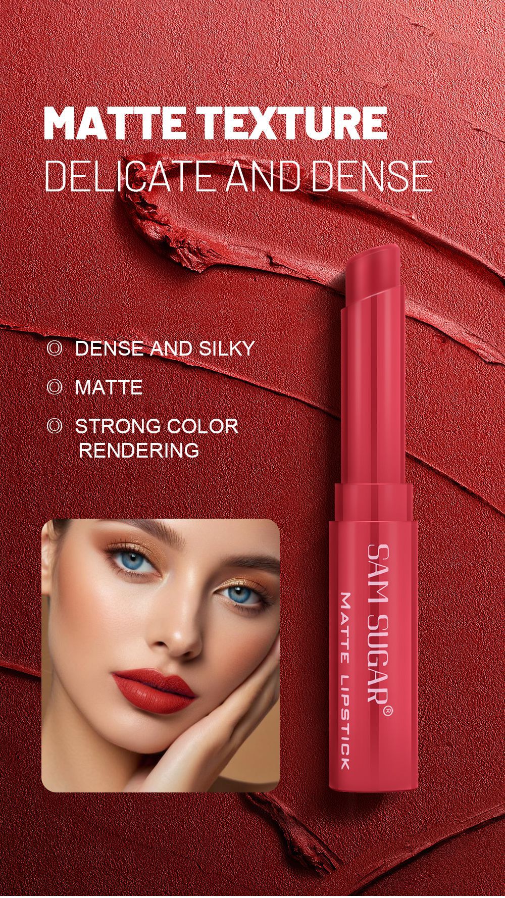 SAM SUGAR 6-color velvet matte Lipstick pen Easy to apply bevel rotating Lipstick Item Picture