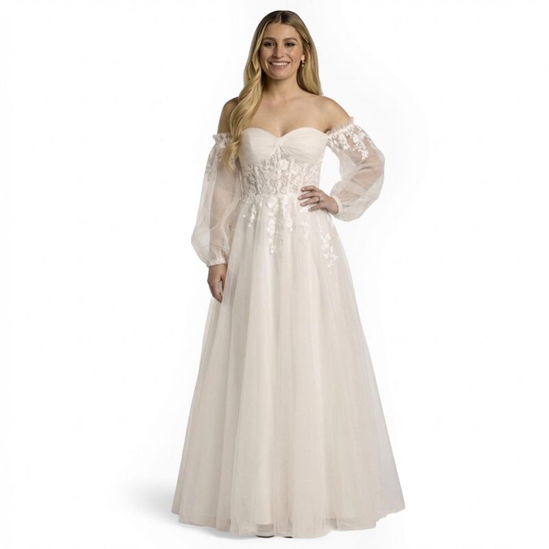 Amazon cross-border bridal wedding dress, off-shoulder tulle ball gown, elegant and sweet engagement dress for banquets