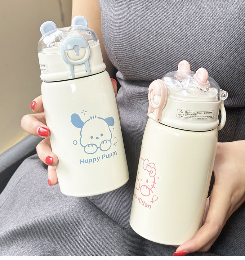 어린이집텀블러 하이 컬러 만화 작은 바보 곰 보온병 컵 어린이 학생 304 스테인레스 스틸 이미지 5