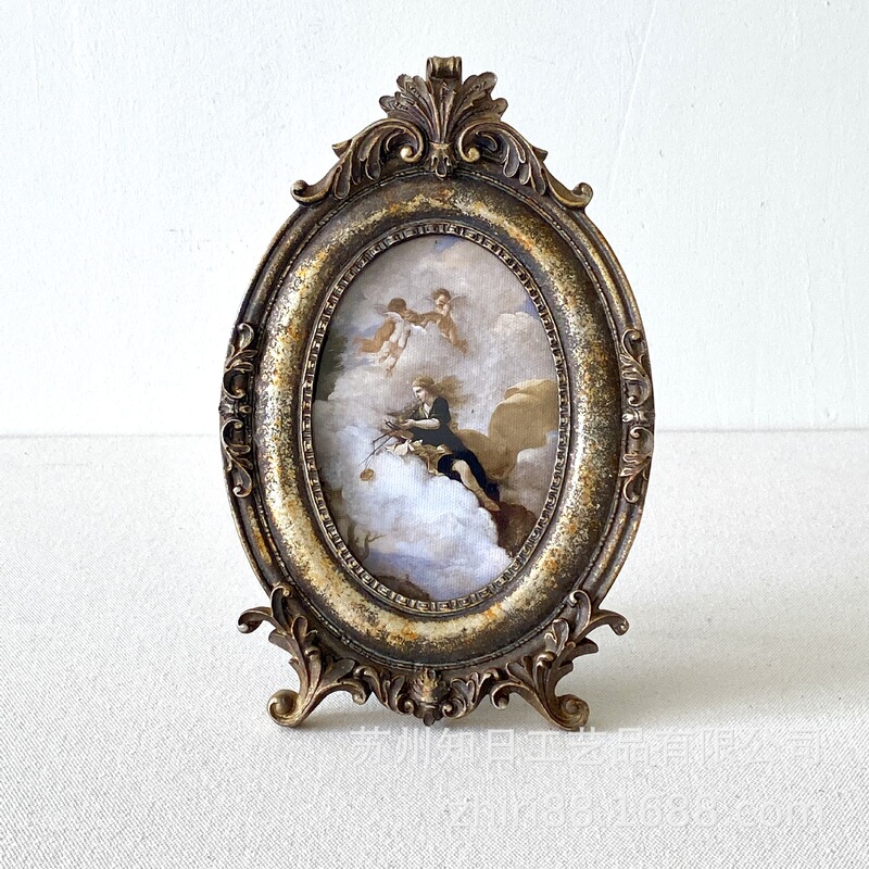 American Accessible Luxury Retro Carved Resin Photo Frame Home Background Wall Decoration Hanging Picture European Oil Painting Frame French Mural