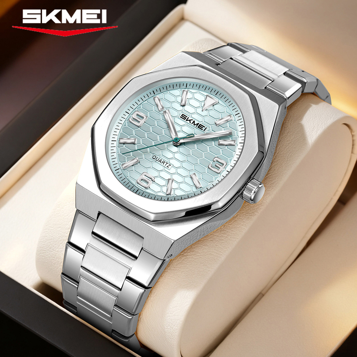 Momento de belleza simple reloj de hombre nocturno impermeable reloj de cuarzo correa de acero reloj de hombre de negocios ocio suministro transfronterizo