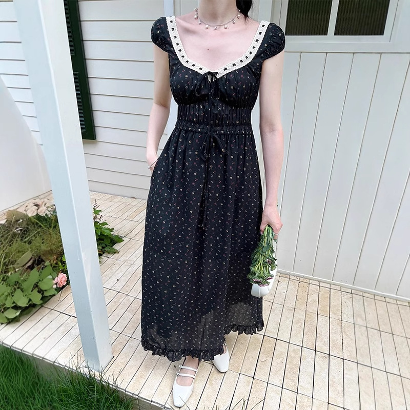 Black long retro classic skirt