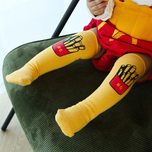 INS风潮流新生儿宝宝袜子秋冬韩版可爱卡通卷边中筒薯条婴幼儿0-1