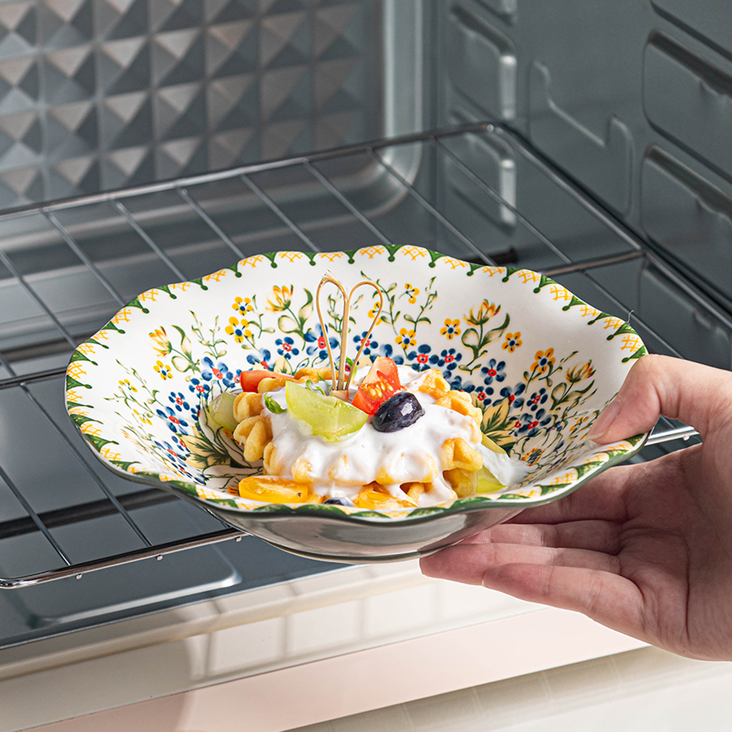 Nuevo estilo bohemio creativo de cerámica retro cubiertos de arroz platos de inmersión platos de plato de pescado set