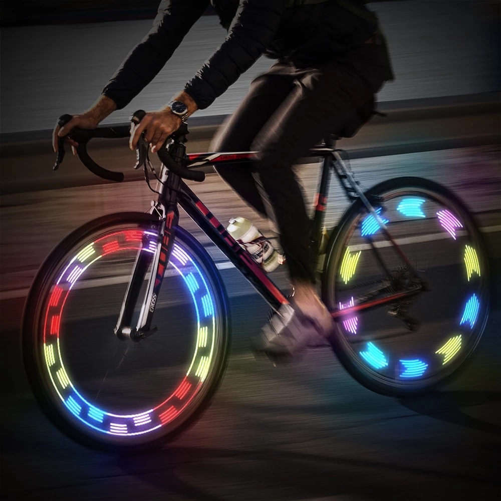 Bicicleta 32LED interruptor ruedas calientes luz de la rueda habló de luz de doble cara colorido ruedas calientes conducción nocturna luz de advertencia