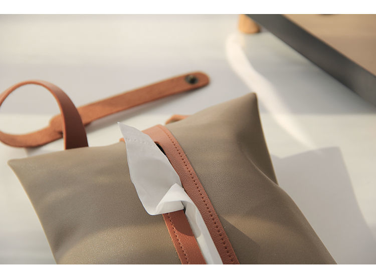 Creative Hanging High-End Car Tissue Bag In-Car Leather Tissue Box Bathroom Toilet Wall-Mounted Tissue Bag