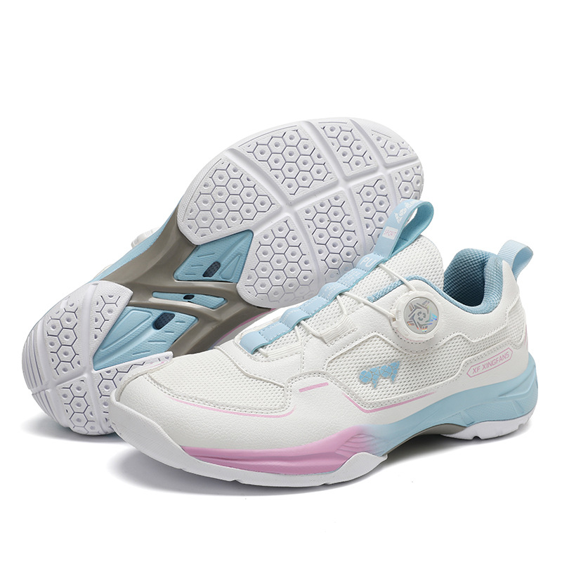Botón giratorio sin ataduras zapatillas de bádminton antideslizantes profesionales de desgaste de tendón de torón zapatillas deportivas para hombres y mujeres