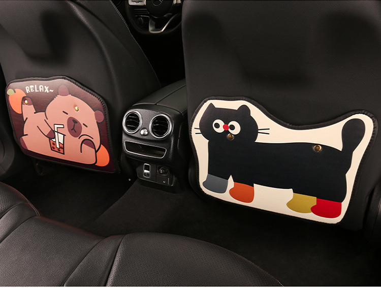 Milk Tea Capri Lady Cute Cartoon Car Seat Back Anti-Kick Pad Car Seat Back Anti-Stain Pad Short Style