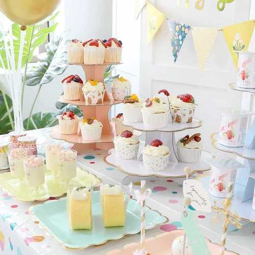 Picnic plate disposable paper plate children's party tableware dessert table decorations white plate birthday party cake plate