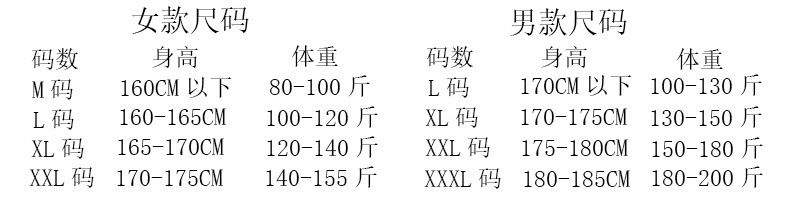 情侣纯棉女M-XXL 男L-XXXL