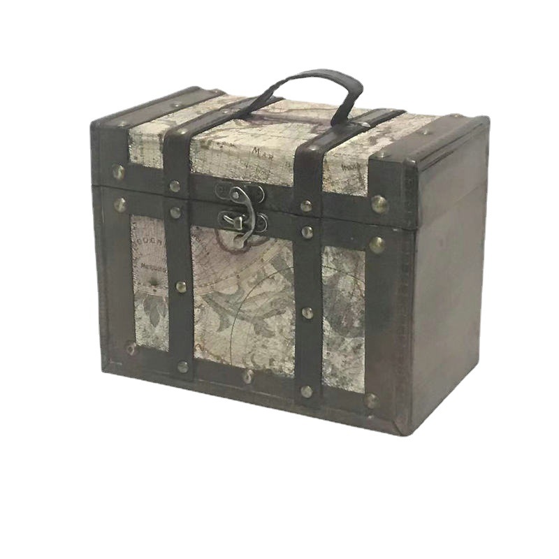 礼品包装复古箱木盒手提式仿古工艺品贴皮小木盒首饰化妆品收纳盒