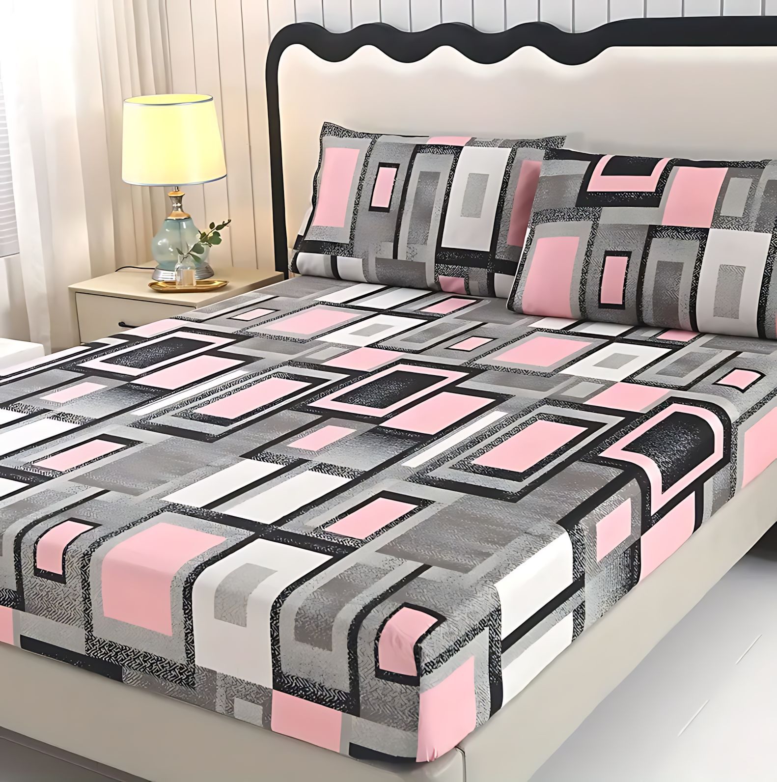 TEMU / JIT nuevo producto transfronterizo impresión geométrica 3D impresión digital cama gazah pillow set para hacer dibujos