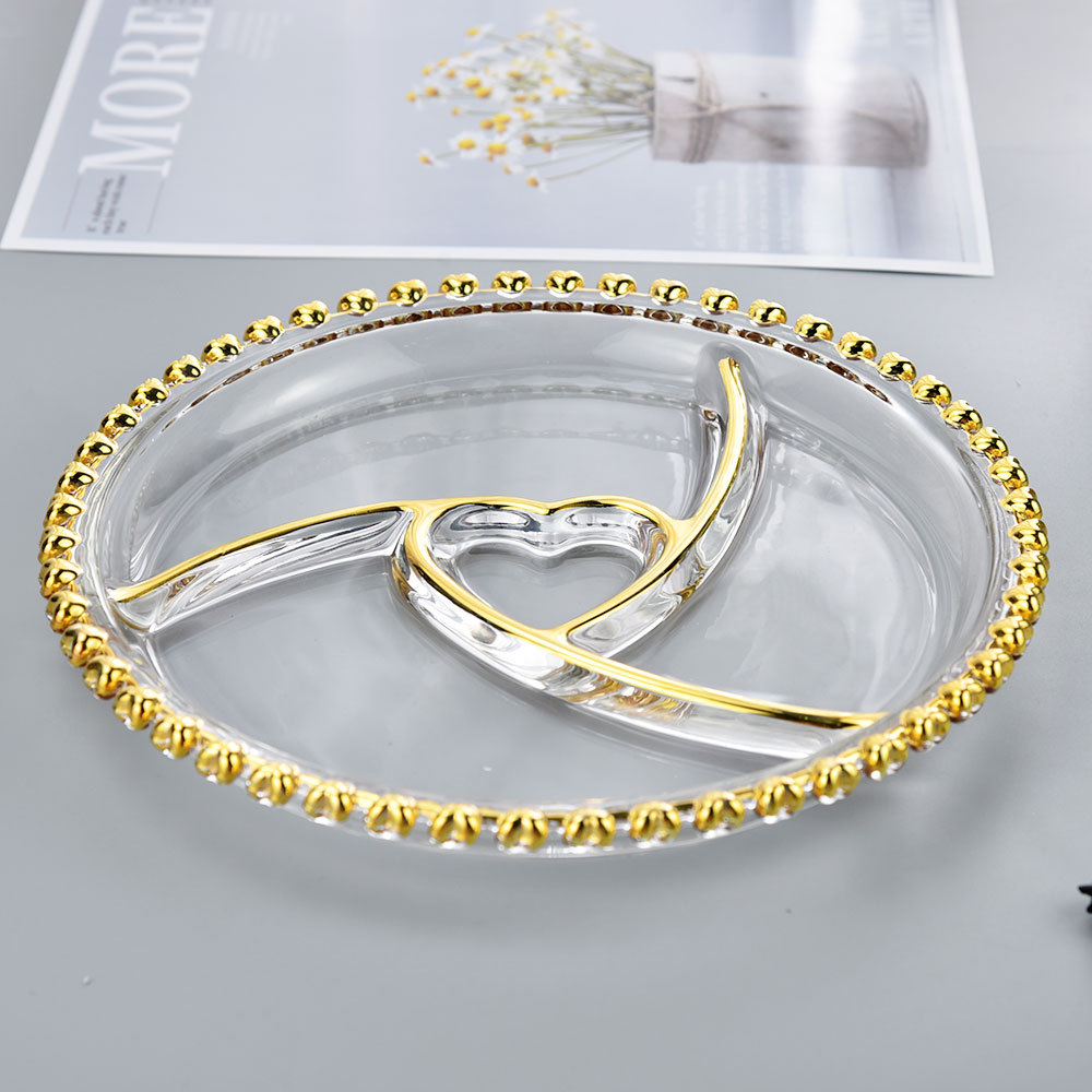 捷克歐式愛(ài)心形帶腳點(diǎn)心干果多功能盤 現(xiàn)代輕奢高顏值蛋糕糖果盤