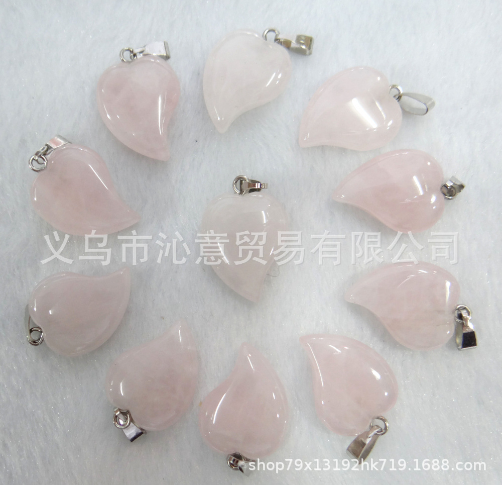 Venta caliente en forma de corazón colgante natural cristal Rosa ágata piedra torcida corazón colgante melocotón corazón collar accesorios Diy