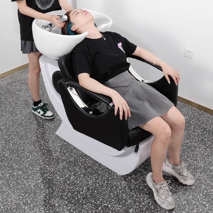 Pequeña peluquería lavabo especial para lavar el cabello cama de asiento lavabo cama cerámica lavabo profunda cama de lavado comercial
