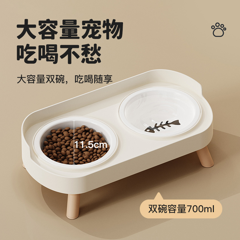猫の碗の陶磁器の双碗の犬の碗の猫のたらいの食器は頚椎を保護します。|undefined