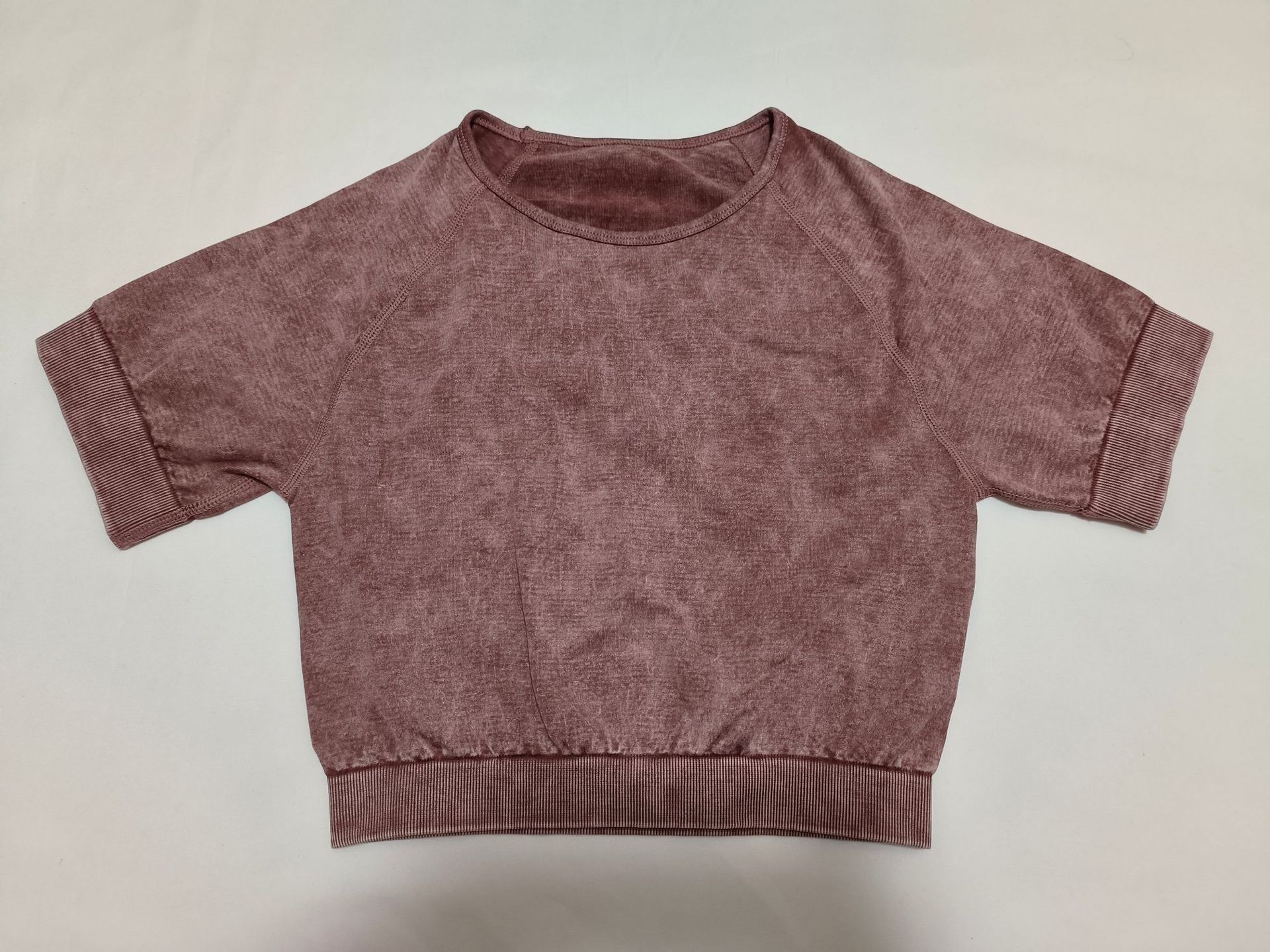 Women's Clothing Sports seamless high elastic enlarged V waist V back peach hip washed frosted tight short sleeved shorts and trousers suit_voghion.com