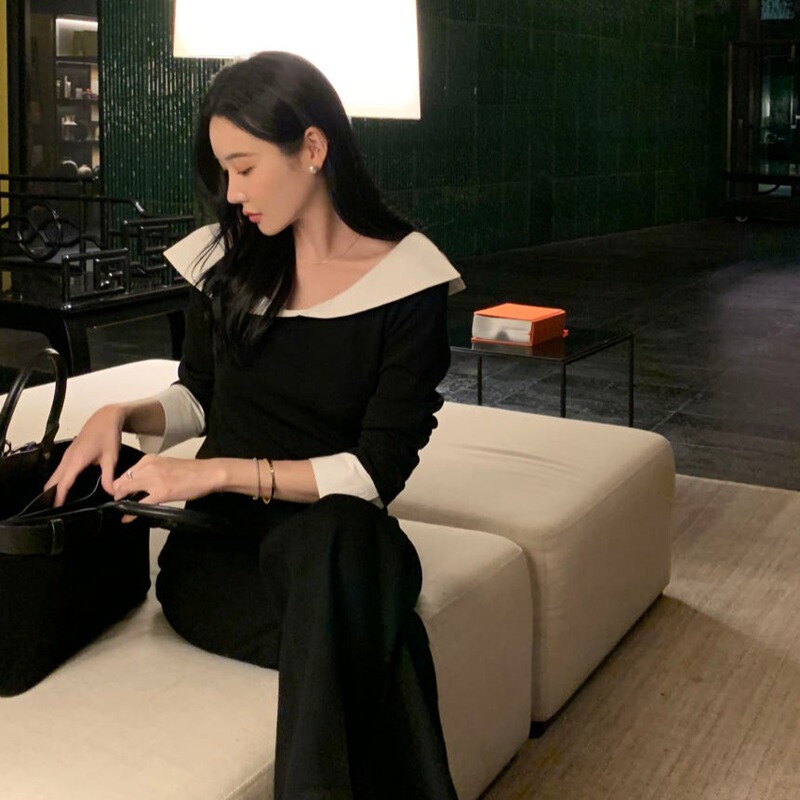 韩国chic2025秋季新款法式小众简约撞色荷叶边拼接假两件衬衫上衣|undefined