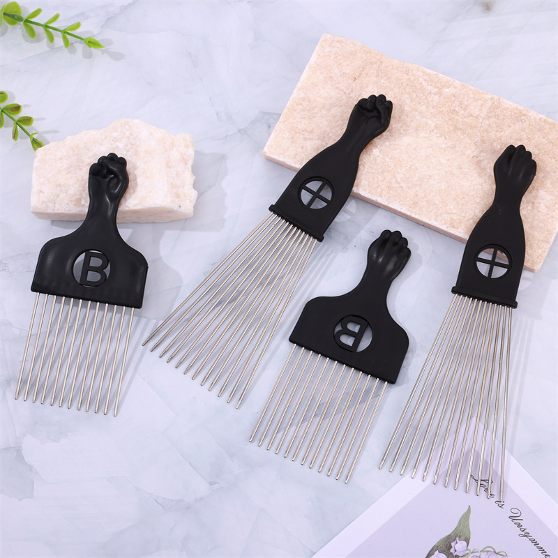 Suministro del fabricante de herramientas de peluquería: peine de acero con aguja para peluquerías, peine de peluquería, peine para peinado pompadour, peine de cola puntiaguda para peinados con la parte trasera alisada.