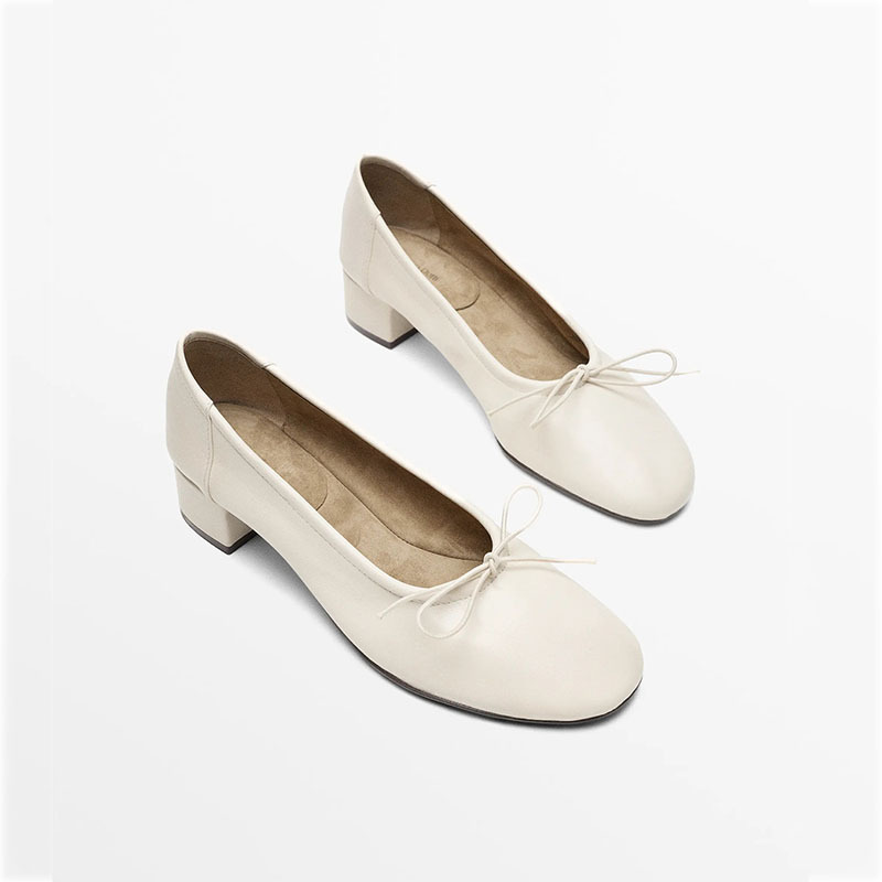 Simple and Comfortable Genuine Leather Shallow High-Heeled Ballet Shoes, Casual Slip-On Lazy Shoes with Chunky Heels, Work Flats, Md Women's Shoes Simple and Comfortable Genuine Leather Shallow High-Heeled Ballet Shoes, Casual Slip-On Lazy Shoes with Chunky Heels, Work Flats, Md Women's Shoes
