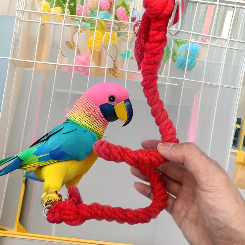 Juguete de loro Año nuevo cuerda de algodón rojo cuerda de escalada cuerda de escalada giratoria jaula de pájaros colgante decorativo pájaro mordisco de pájaro juguete de boca