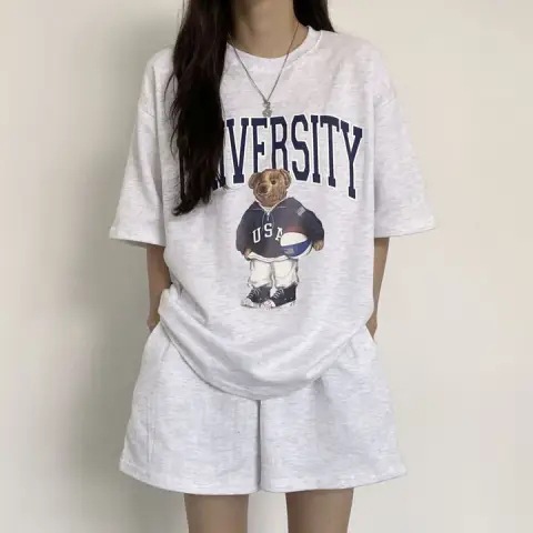运动套装女2026新款夏季韩版时尚宽松短袖T恤休闲短裤洋气两件套