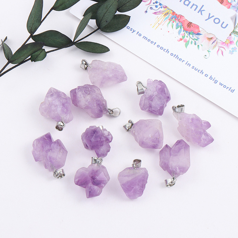 Cross-border natural piedra cruda amatista colgante colgante irregular DIY accesorios colgante amatista natural