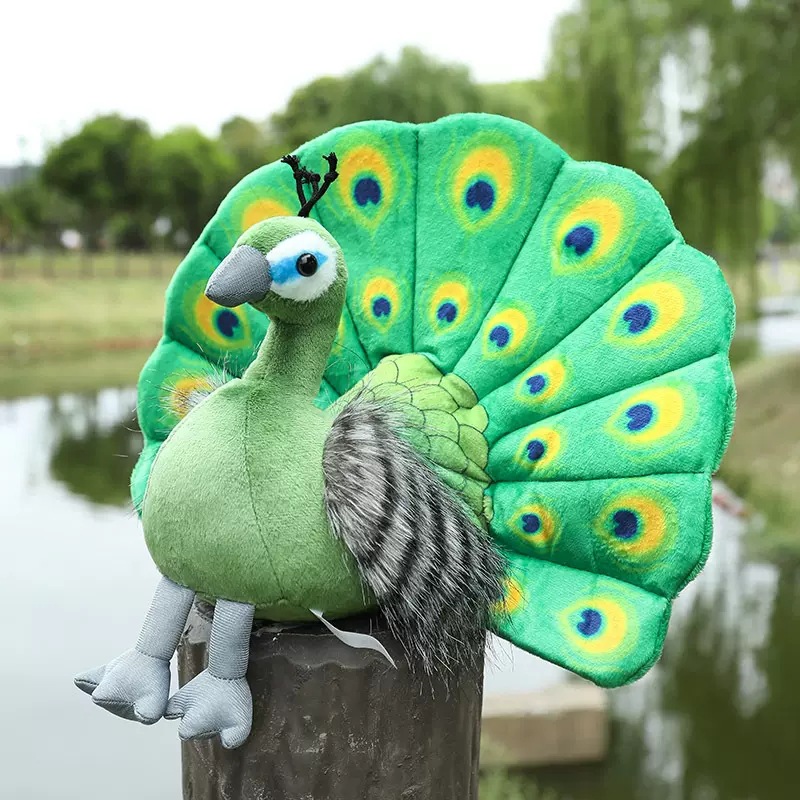 Linda simulación verde Pavo Real muñeca peluche juguete azul Pavo Real muñeca decoración niños regalo pájaro muñeca