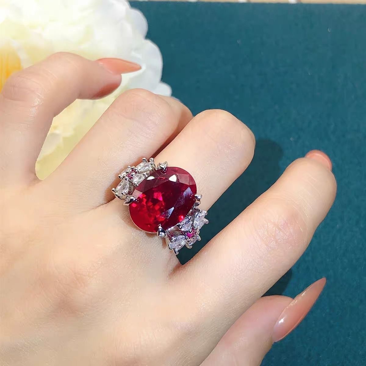 Eleganter Rubin Diamantring Für Damen Exklusiver Ring_voghion.com