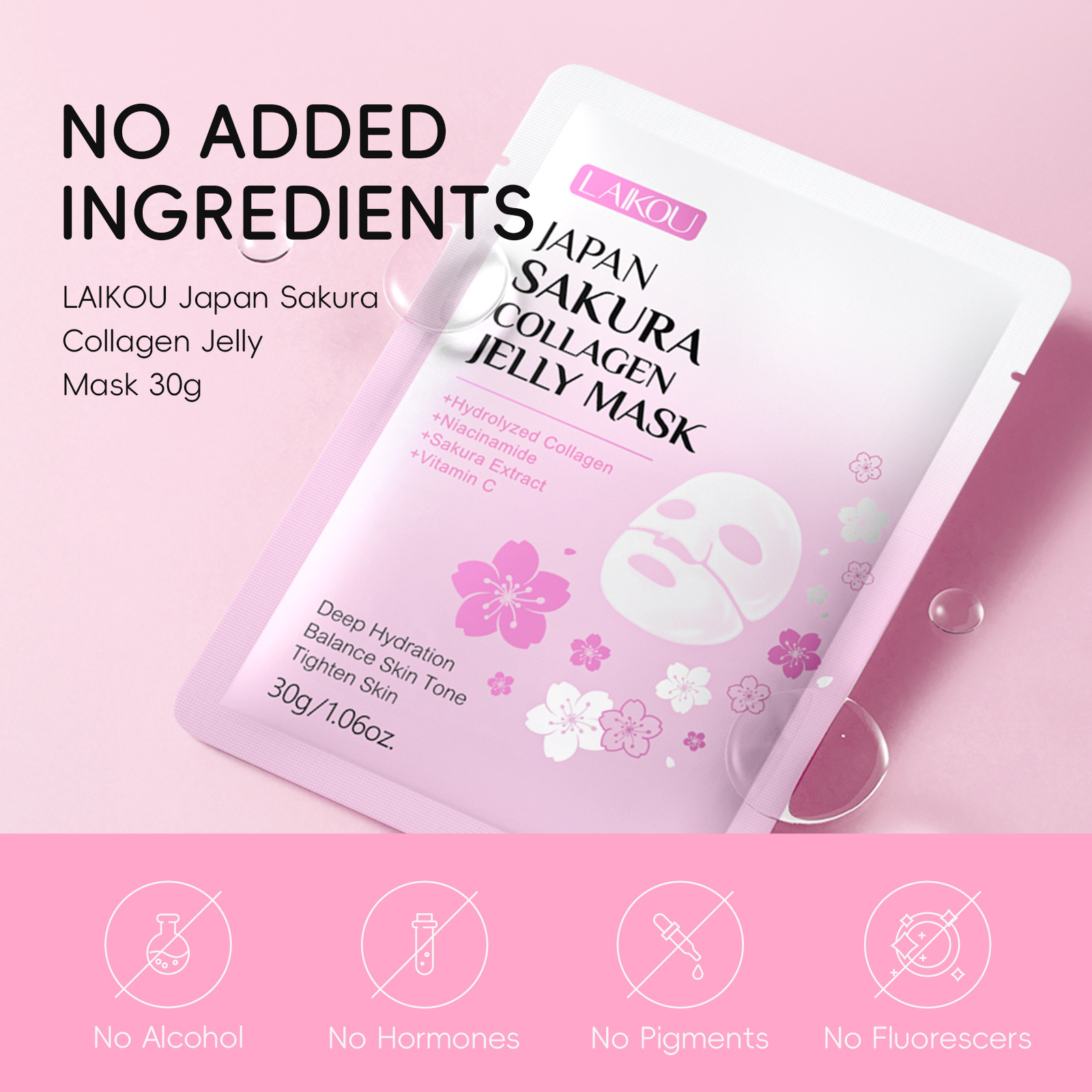 Cross-border new product Laikou Cherry Blossom Collagen Jelly Mask 30g Hydrating, Moisturizing and nourishing, one-piece consignment from the manufacturer undefined