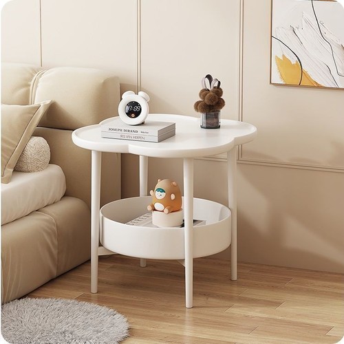 Minimalist modern cream style clover edge console table creative floral shape bedside table home curved surface display bedside table