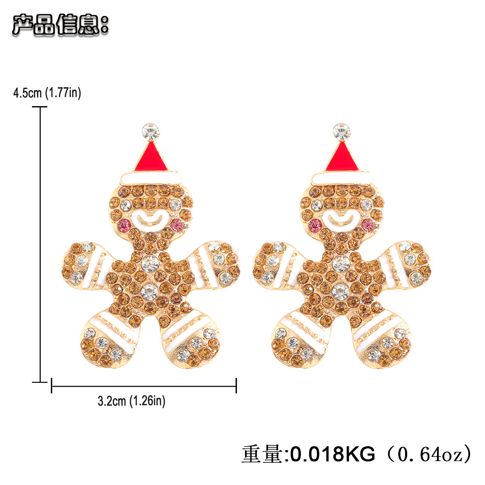 Christmas Festival Cartoon Character Earrings Alloy Diamond Shiny Earrings Fashionable Female Fashion Earrings Personal Accessories display picture 14