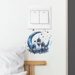 新款KG414中東藍色星星月亮吊燈臥室客廳開關貼牆面美化牆貼紙