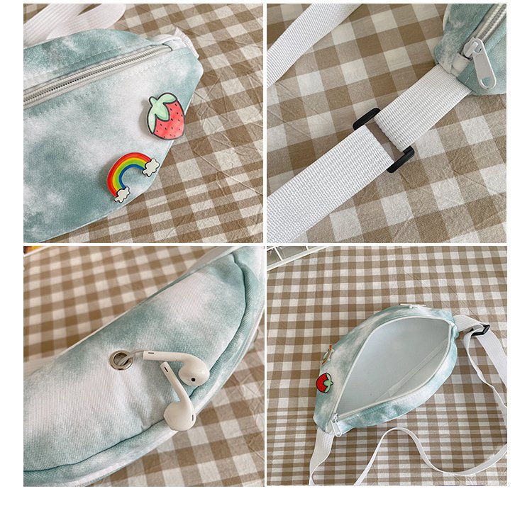 The 2024 new style of Japanese Harajuku trendy single-shoulder bag, a unique tie-dyed girl's chest bag, is fashionable and versatile. It's a single-shoulder crossbody bag undefined