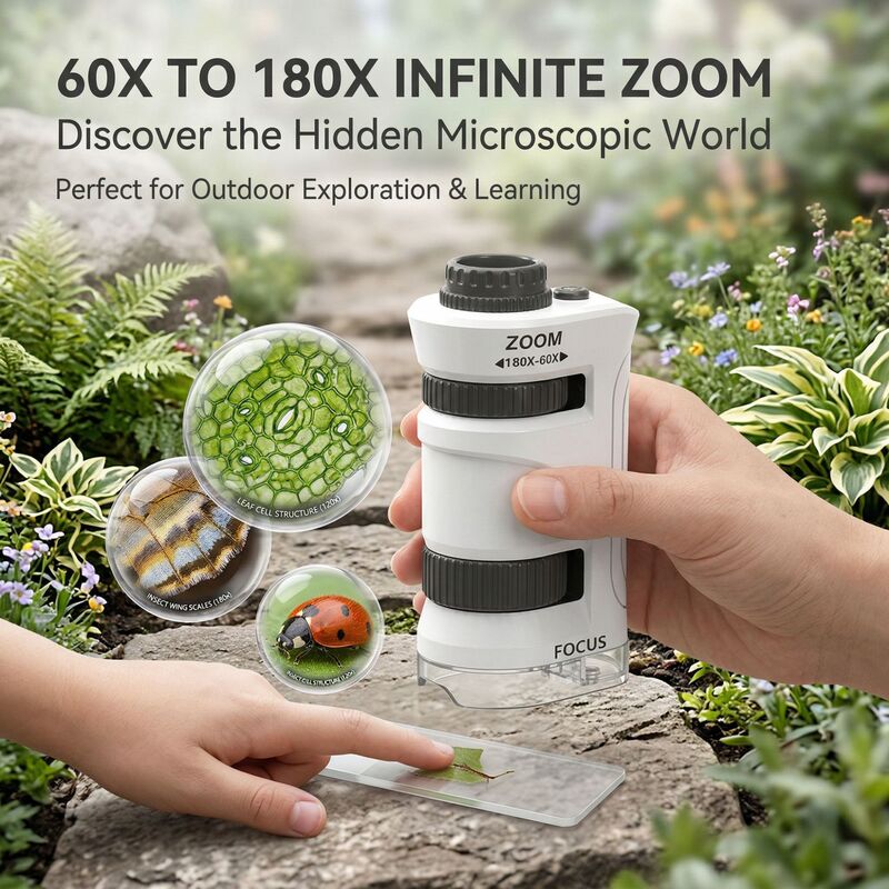 Microscope Portable Handheld Magnifying Glass for Primary School Students Educational Science Experiment Science and Education Toys Children's Microscope