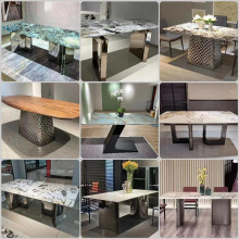 跨境轻奢大理石餐台脚支撑架不锈钢桌腿桌脚台架长方形餐桌底座