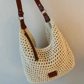 南枫新品 落日余韵托特包包女夏季镂空编织包慵懒松弛感单肩包