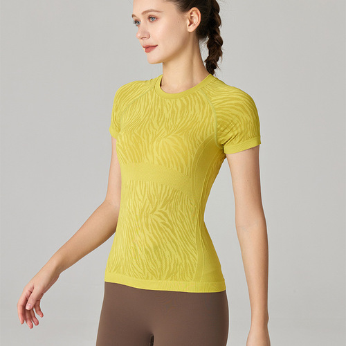 New Spring and Summer Sport Versatile Zebra Print Yoga Top Breathable Thin Casual T-Shirt Summer