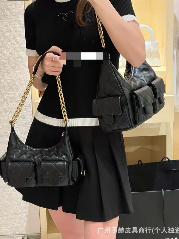25c早春新作hoboヒッピーバッグダブルポケット脇下カバンカジュアル菱格チェーンjennie同モデル女性カバン|undefined