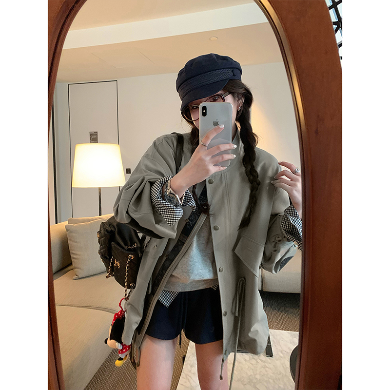 短款风衣女2025春秋新款撞色拼接极简日系休闲短外套松弛感小个子|undefined